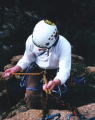 Rappeling from the third pitch of Monkey Business